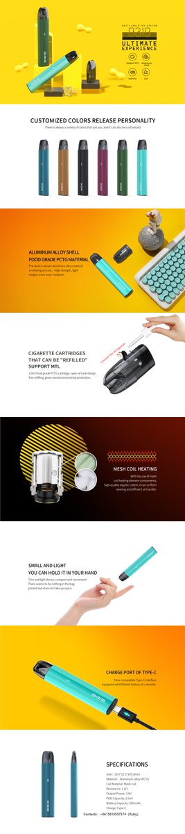RubyChe48746213's tweet image. #vape#electronic cigarettes#closed pod system#open pod system

closed pod system
500mah-Aluminum alloy-MTL/DTL-TYPE-C
Mesh coil-2.5ml

open pod system
500mah-Aluminum alloy-TYPE-C
Mesh coil-2.0ml

4 types for you to choose

50，000 magnets were sent on 12th April.
