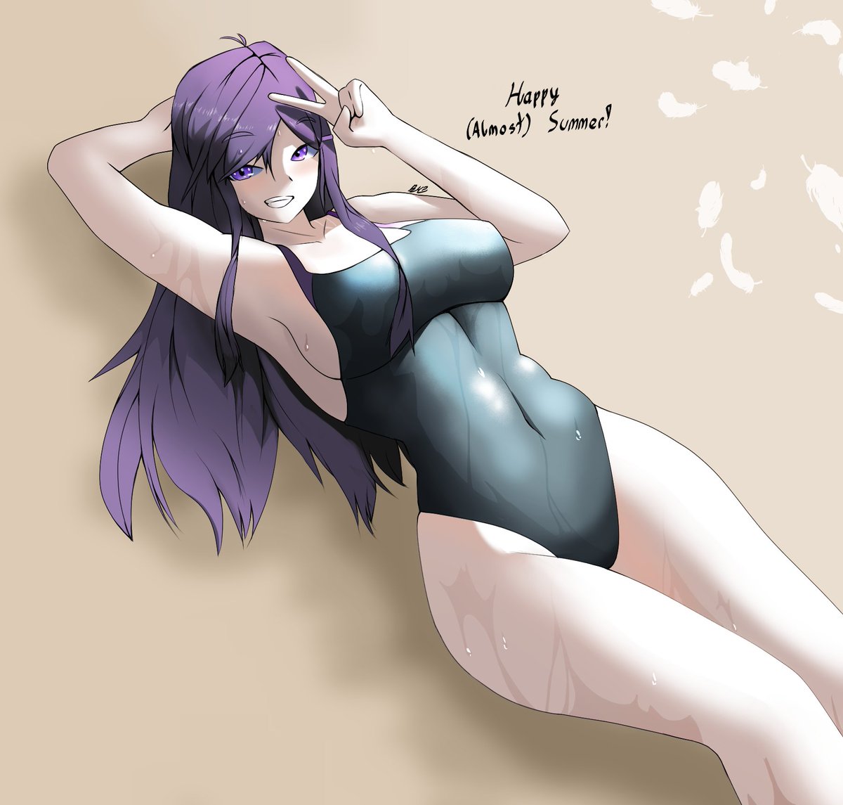 BradIndecisive's tweet photo. first time shading with such bright tones (legit used white for the skin) but I like how it turned out, especially the water #yuri #DDLC #DDLCfanart #IndecisiveFanart https://t.co/5aQzvS9Rzl