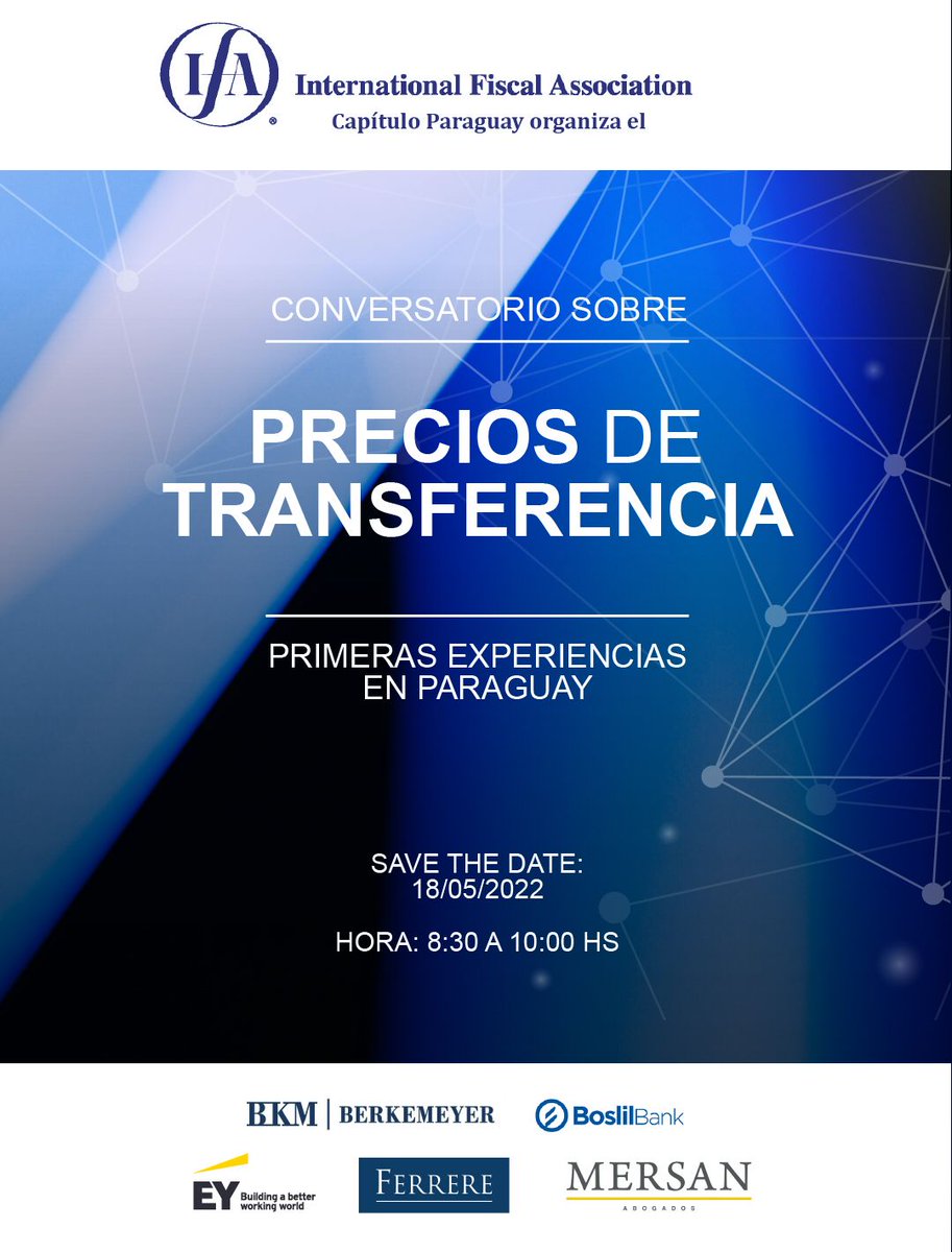OscarOrue's tweet photo. Mañana participaré en el Conversatorio sobre Precios de Transferencias y las primeras experiencias en nuestro país organizado por IFA Capítulo Paraguay https://t.co/eCPBLCZFf6