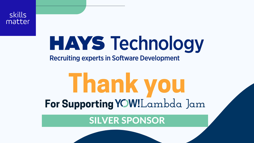 Thank you <a href="/HaysAustralia/">Hays Australia</a> as a YOW! Lambda Jam #YLJ22 #techconference SILVER sponsor!

They're the experts in recruiting talented professionals across the full digital product lifecycle. And they love supporting the local tech community! bit.ly/3ljOZJO