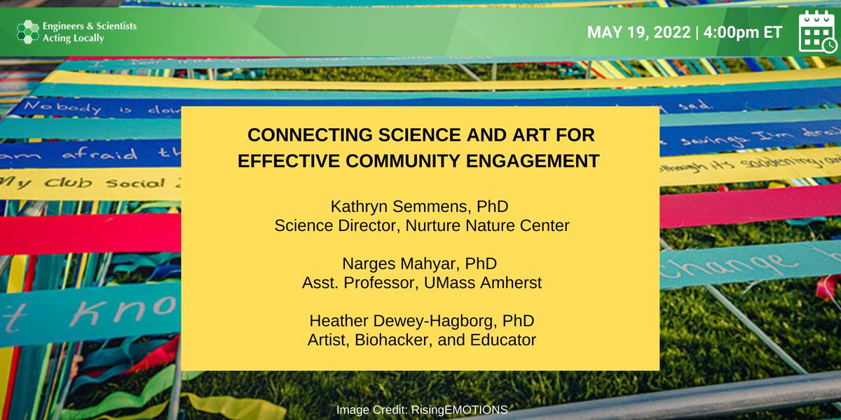We're excited to welcome @hdeweyh as the newest panelist for our event on connecting science and art for community engagement. She joins @nargesmahyar & Kathryn Semmens of @NNCEaston for an excellent line-up! Register here to join on Thurs 4pm ET bit.ly/3kzAmlz