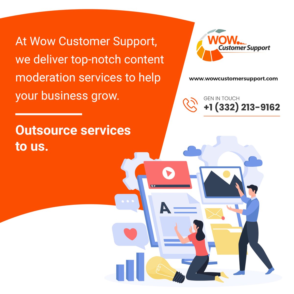 wowcsservice's tweet photo. At Wow Customer Support, we deliver top-notch content moderation services. These include real-time comment moderation, live streaming video moderation, and image moderation. 
https://t.co/8tZnFa7YXm https://t.co/J2pTu1rxfM