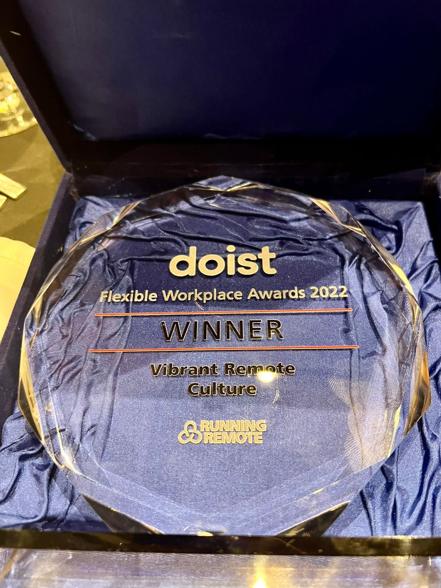 They say building culture on a distributed team is impossible. Well… we have been remote-first for over 15 years and today, we are SO honored to be awarded the most Vibrant Remote Work Culture Award at <a href="/RunningRemote/">Running Remote</a> 🏆🎉🥇 #runningremote