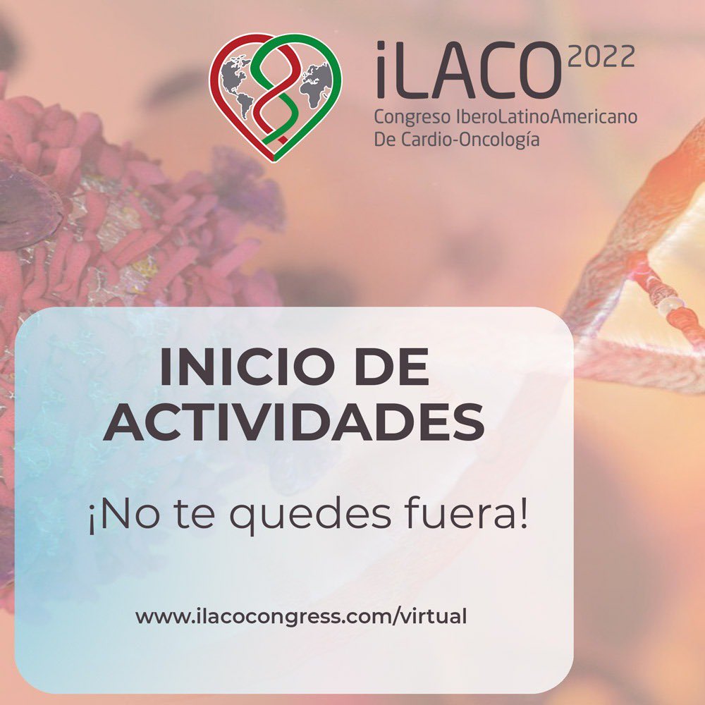 iLACO (@ilacoorg) on Twitter photo Estamos por iniciar nuestro congreso 2022
Detalles ➡️ ilacocongress.com/virtual/
#CardioOncologia #CardioOnco #CardioOncology
<a href="/daniele_andres/">Andres Daniele</a> <a href="/TeresaLpezFdez1/">Teresa Lopez Fernandez</a> <a href="/iLAPHOrg/">iLAPH</a> <a href="/cardiooncoSEC/">CardioOncologia SEC</a> Estamos por iniciar nuestro congreso 2022
Detalles ➡️ ilacocongress.com/virtual/
#CardioOncologia #CardioOnco #CardioOncology
<a href="/daniele_andres/">Andres Daniele</a> <a href="/TeresaLpezFdez1/">Teresa Lopez Fernandez</a> <a href="/iLAPHOrg/">iLAPH</a> <a href="/cardiooncoSEC/">CardioOncologia SEC</a>