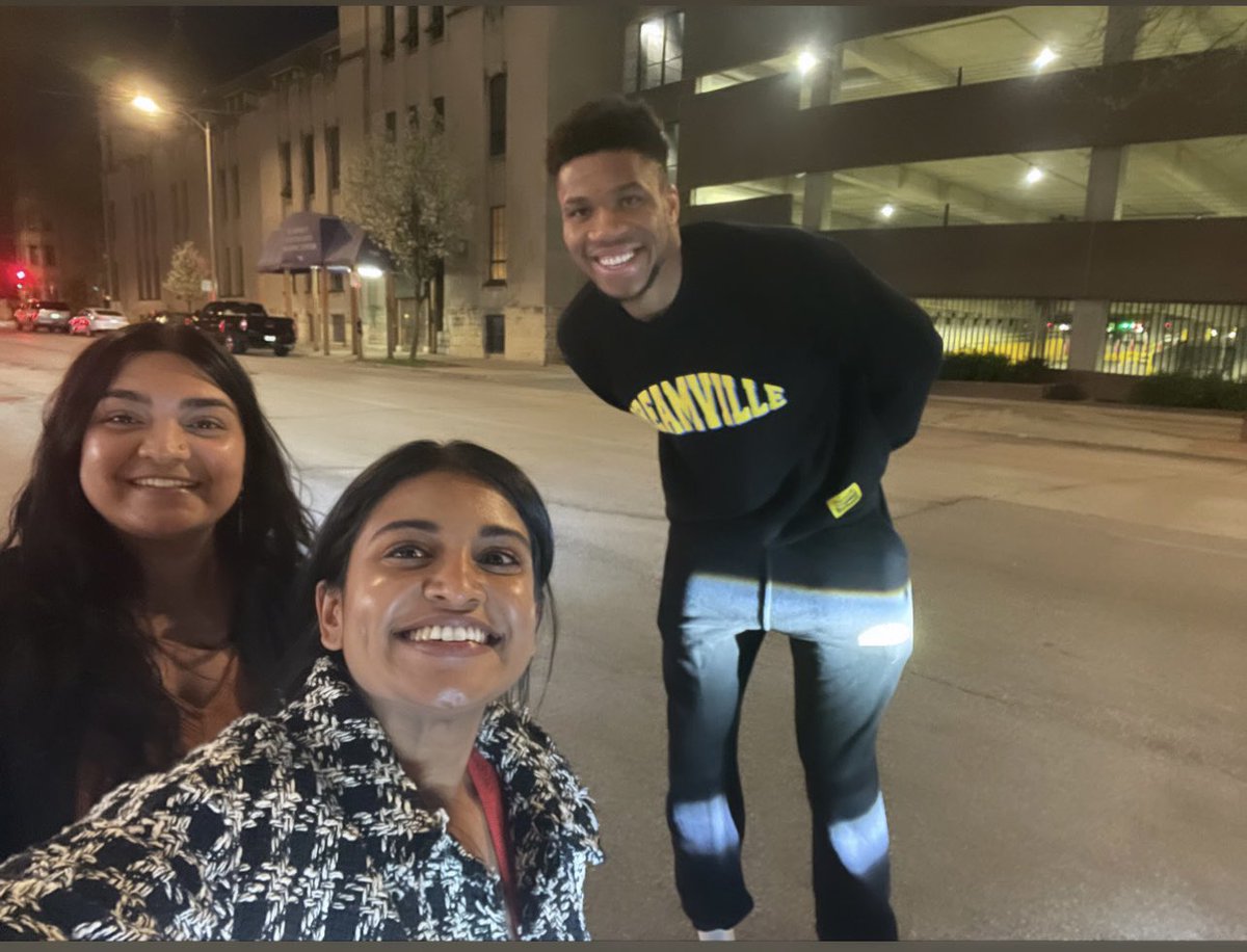 My cousin @robothethird is in town and I told her I’d give her a lil tour of Milwaukee on this chilly summer night. Look who we bumped into😳🫠
