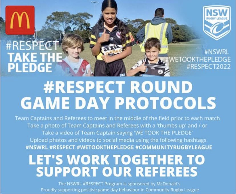 This week is #respect round! We will be taking the pledge to respect our referees for this round AND for every round. #NSWRL #Respect #WETOOKTHEPLEDGE #communityrugbyleague #hunterjuniorrugbyleague #hjrl