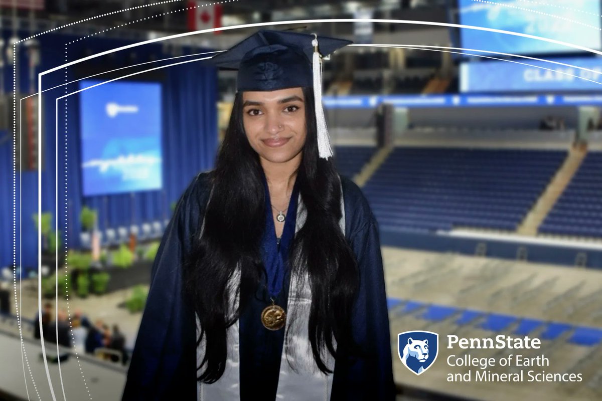 PSUEMS's tweet photo. Congrats to Shreya Ramesh, who graduated with a degree in Environmental Systems Engineering from @PennStateEME and will be pursuing her Ph.D. in Geological Sciences at the University of Southern California in LA. #psugrad #emsgrad #psu22 https://t.co/h0rlpnmTIE