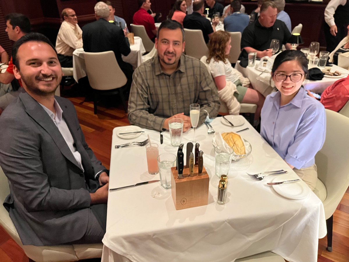 MehmetZBaykara's tweet photo. Baykara Lab group meeting over steaks in Orlando #stle2022 #orlando #florida #PILife https://t.co/l6fbNl7jr3