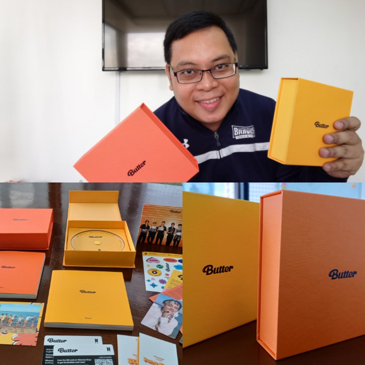 OliverOliveros's tweet photo. It"s my #bday month, and look at what I got fresh from #Seoul, #SouthKorea! Thank you, #SantinoJuanSantiago and #MommyWendy 😃🥰😍 Cheers to our next international project soon! #BTS #ButterAlbum https://t.co/JIxM5mT9iH