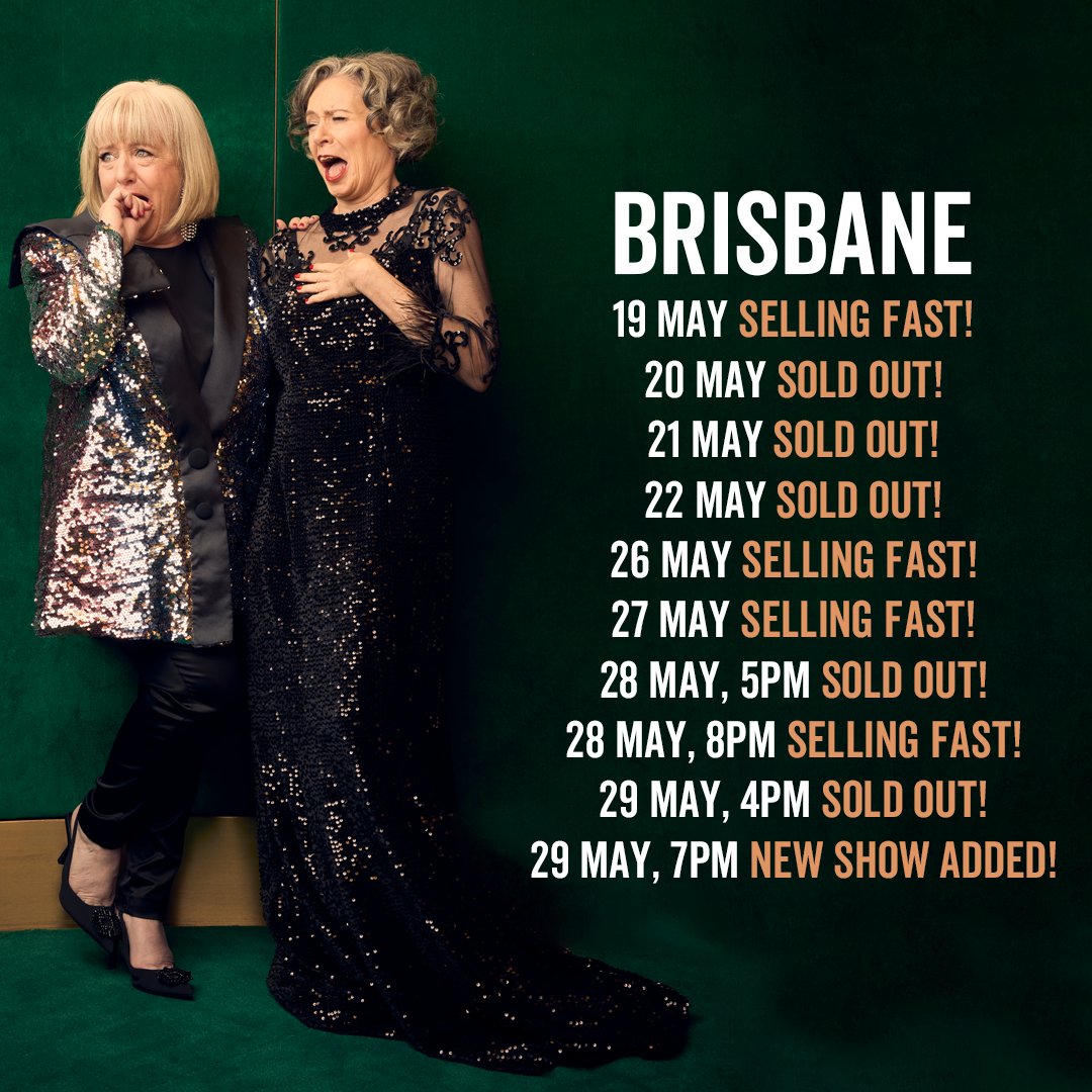 Brisbane, don't walk... run! Tickets are selling like hotcakes for Judith Lucy &amp; <a href="/_denisescott/">Denise Scott</a>'s <a href="/BrisComedyFest/">Brisbane Comedy Festival</a> shows at <a href="/TheTivoliBris/">The Tivoli</a>. The fun begins tomorrow!
🎟cmdy.live/BCF22JudithLuc…
“It’s prime theatrical stand-up from two living legends.” ★★★★★ The Age, 2022