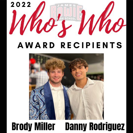 BowieDugout's tweet photo. Congratulations to Bowie Baseball seniors Brody  Miller and Danny Rodriguez for being named 2022 Bowie Who’s Who Honorees! 

The Who’s Who Award is presented to 24 seniors each year and will be represented in the library for the next 4 years. @Miller_boy15 @linorodriguez01 https://t.co/wxgHmmDW5m