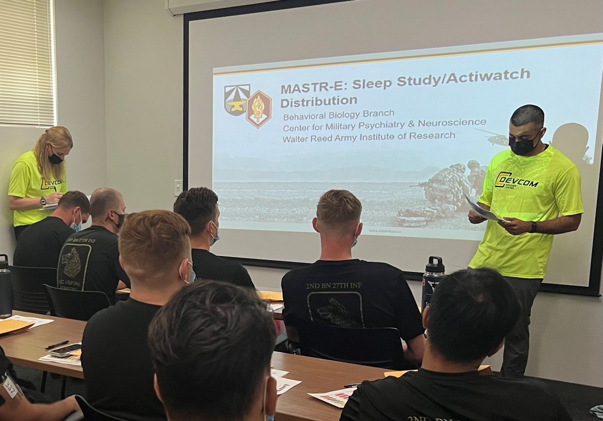 Members of the Walter Reed Army Institute of Research (WRAIR) and U.S. Army Combat Capabilities Development Command (DEVCOM) provided 25th Infantry Division Soldiers with jet lag management tips as part of .... 
Thread 1 of 3