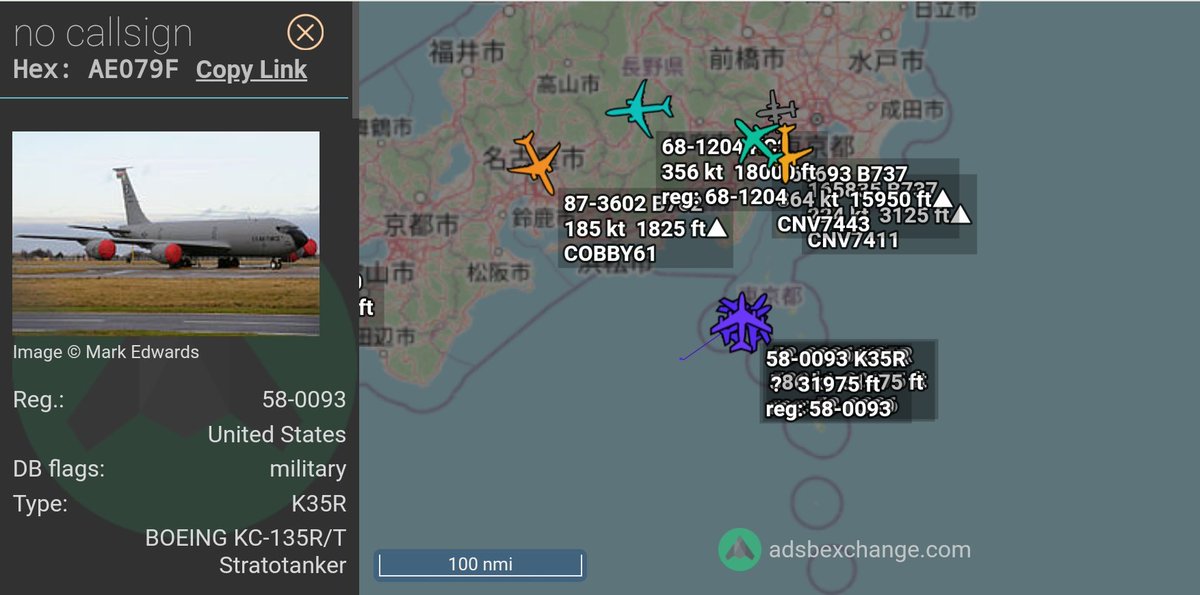 FMilcoms's tweet photo. #PEARL flt #AE0483 #AE0681 #AE079F heading NE off the coast of Japan.๐ค https://t.co/7HmZmsp9z6
