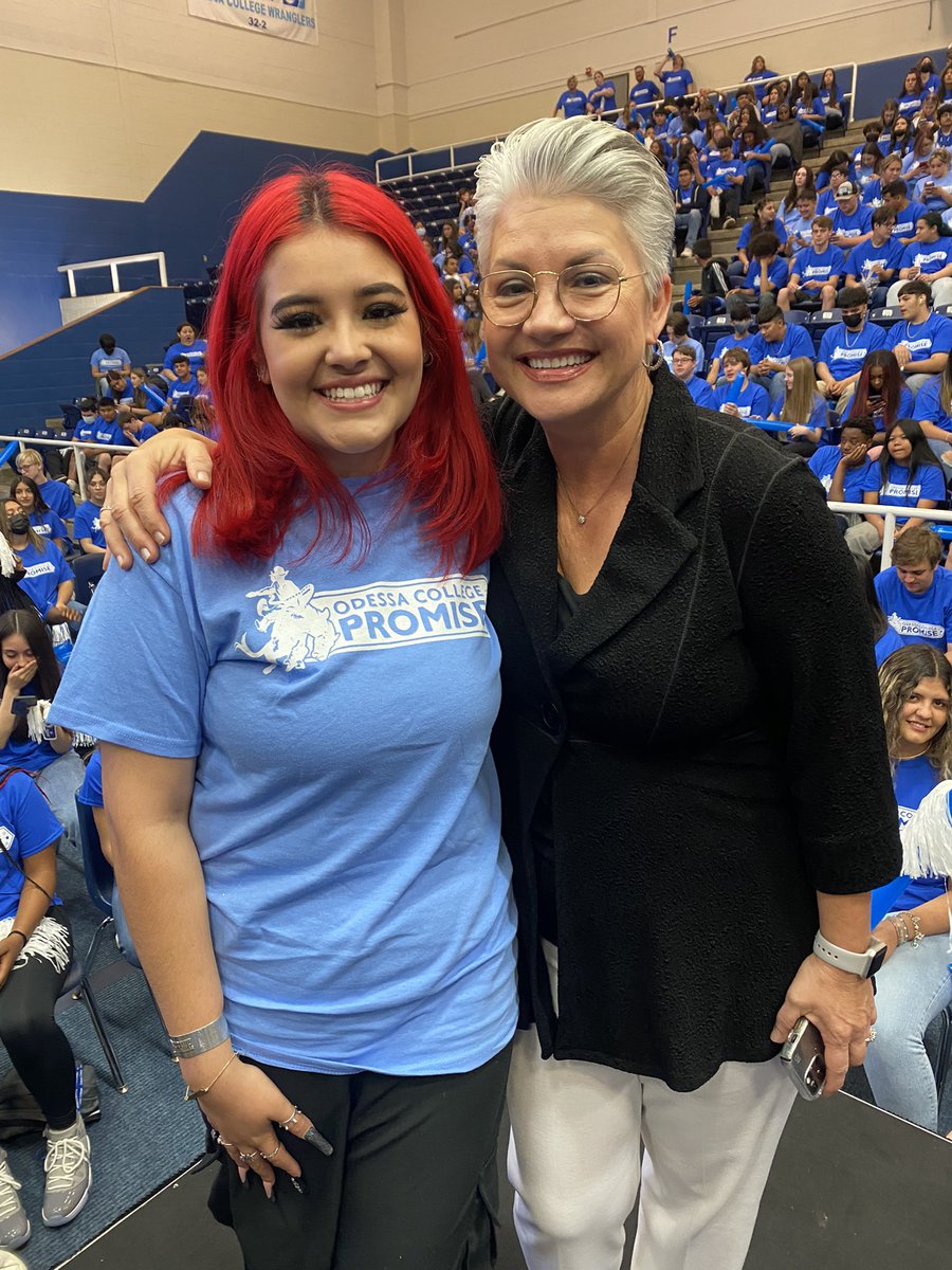 UTPBpres's tweet photo. Congratulations to my friend @OCPresGDW on launching the @OdessaCollege Promise! Best moment of the day - hearing Rose share her story and announce that sheโll continue her education with #FalconFree at @utpb. https://t.co/GPdGzAg60q
