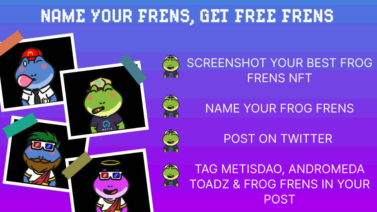 AndromedaToadz's tweet image. 📢 Time for a New Giveaway 💵

🏆 5 lucky winners will get 1 #AndromedaToadz &amp;amp; 1 @FrensFrog NFT each 

✅ Follow us &amp;amp; @FrensFrog   
✅ Like &amp;amp; RT this post 
✅ Follow the instructions in the photo
✅ Post your tweet link below 👇

🐸 Will draw in 72 hours 

@MetisDAO @GmgnTeam