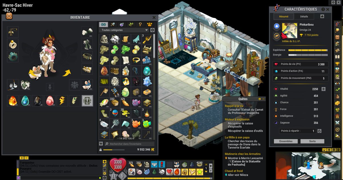 PinkyaTwitch's tweet photo. Et hop; topo Jahash ; en plein DDG, j'ai fait 69 fois chaque donjon jusqu'à date, et là je prends mon temps de bien lire mes quêtes pour faire fri3 comme il se doit. Sinon, plus les jours passent, plus je kiffe Hupper :3 #jahash #dofus #huppermage #frigost #karibou https://t.co/uf3HVH2BCR