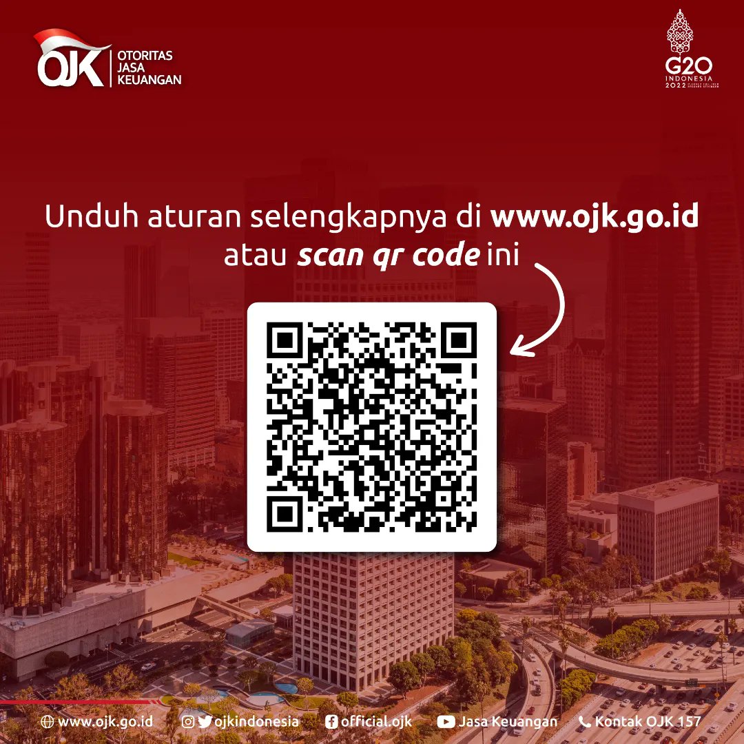 ojkindonesia's tweet photo. Sobat juga bisa unduh POJK Nomor 6/POJK.07/2022 di https://t.co/MvwJYYhexi pada kanal regulasi atau scan qr code pada slide akhir ya.

#OJKIndonesia #Keuangan #Kontak157 #EdukasiKeuangan #PerlindunganKonsumen #POJK #OJKUpdate #RecoverStronger #RecoverTogether #PulihBersama https://t.co/kTqqfwtXAb