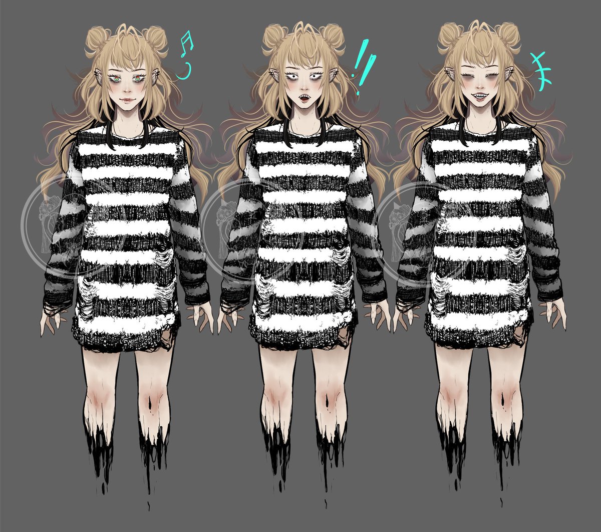 InkmonsterDraws's tweet photo. Still working on arm/hand types and other details but I’m fairly happy with her、、、it me  _(:3 」∠)_  Hopefully finishing her soon so I can send to the very talented @AngelDeRayner for rigging (I’m sorry in advance for my mess 😩) #vtube #Vtuber #conceptart https://t.co/B09jqMRT0N