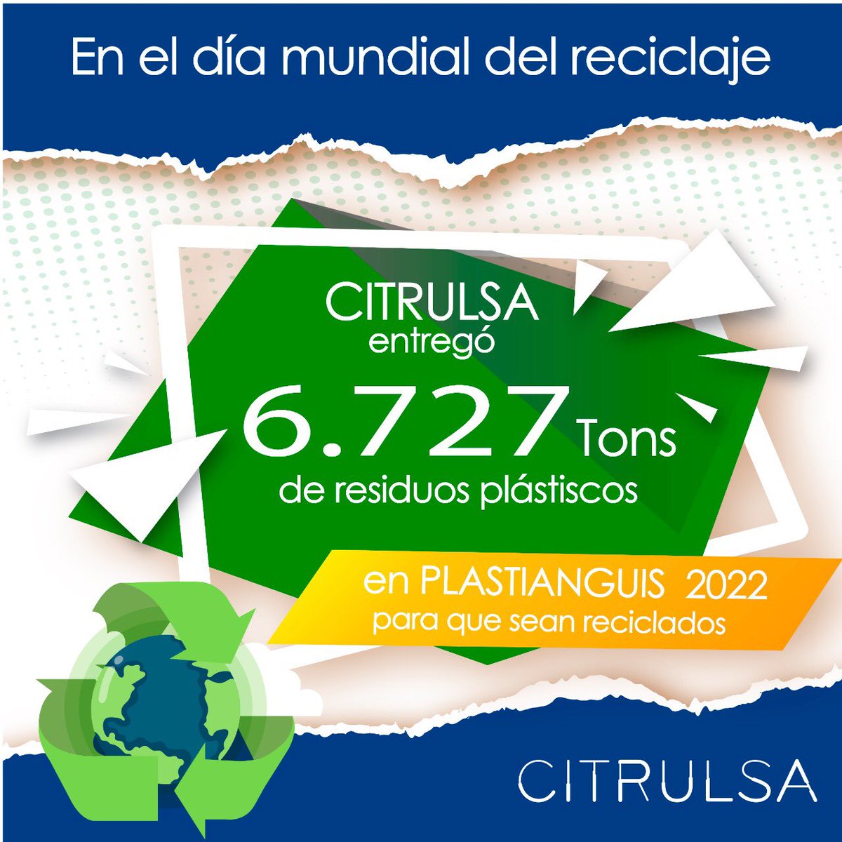 citrulsa's tweet photo. Fueron 6.727 toneladas las acopiadas para @Plastianguis 2022. Muchas gracias @BraskemIdesa por la invitación, sigamos sumando esfuerzos en pro de nuestro planeta. #juntossomospartedelasolución #diadelreciclaje https://t.co/XDGQ87lKNW