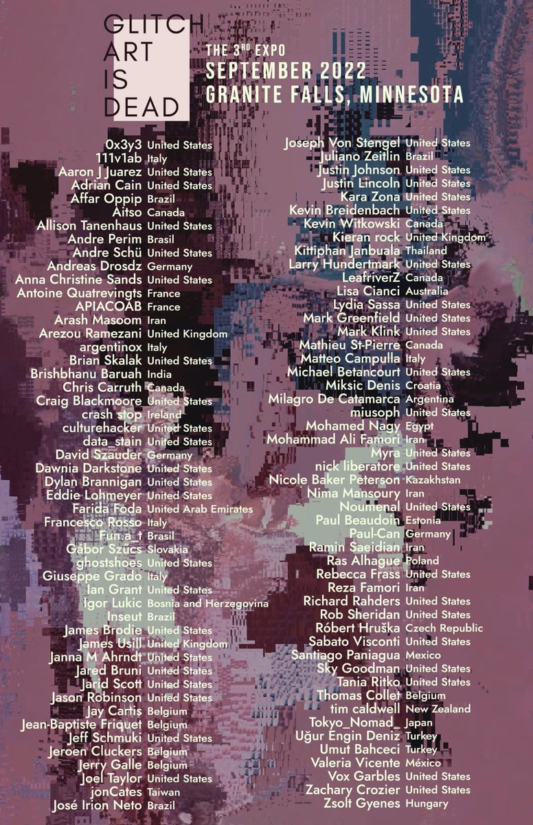congrats to all the artists selected for <a href="/GlitchArtIsDead/">GlitchArtIsDead</a> 2022 edition! it's been an honor to help curate the show.