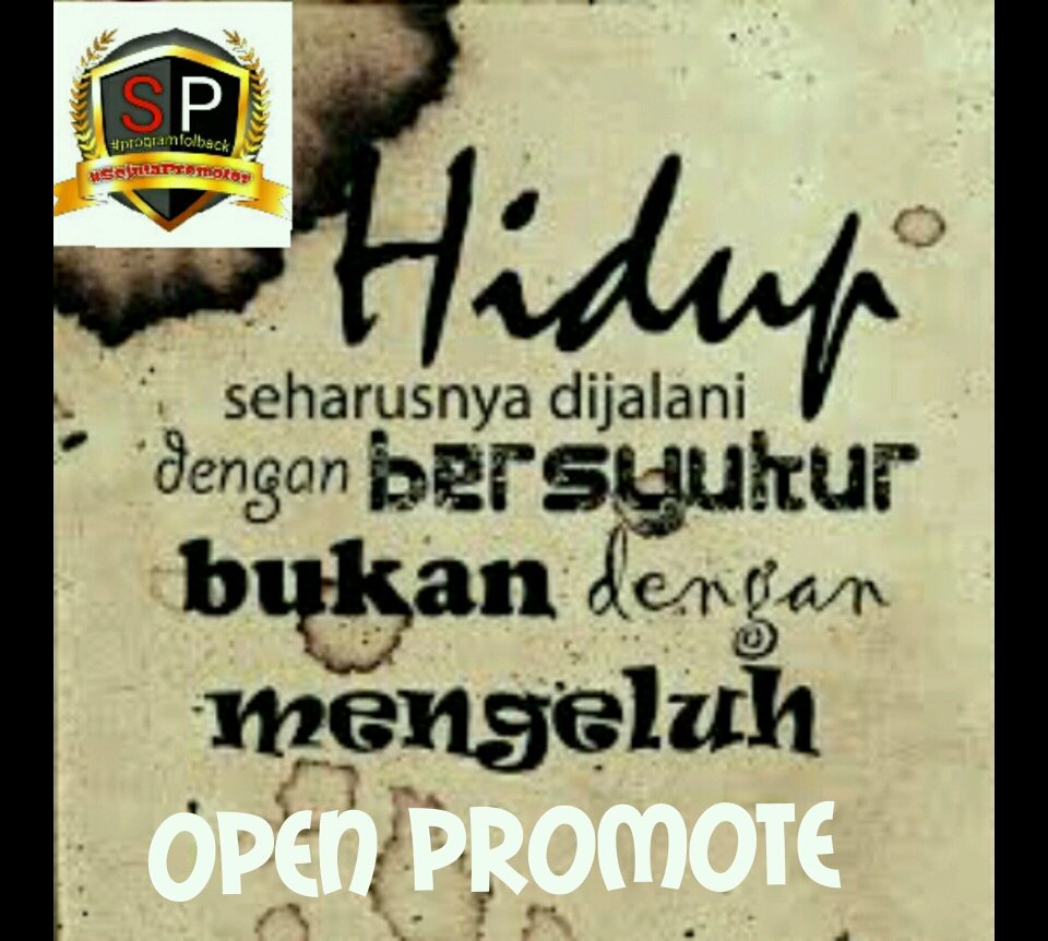 ༺ ═──🍂ꦿOpen Promote 🍂ꦿ──═ ༻‌‌
   
#programfolback
#SejutaPromotor 

Meskipun hidup kita tak begitu menarik, kalau dinikmati bisa merasa bahagia tanpa sambat

Follow ⬇️
<a href="/herry_wl/">Herry Herry🇲🇨🇲🇨</a>

Cc ⬇️
<a href="/TheArieAir/">Arie Dirgantara</a> 
<a href="/wiwikherma/">Wiwik Hermawati</a> 
<a href="/Evie19101/">Evie1910</a> 
<a href="/AzisDadun_/">Me #4</a> 

🔃❤Reply 

Jangan Mengeluh
