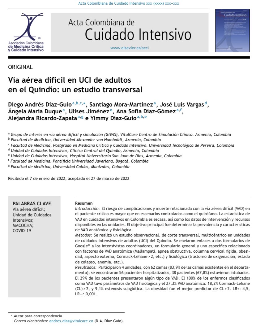 Nuestro estudio sobre vía aérea difícil más reciente fue publicado hoy: authors.elsevier.com/a/1f5Q0RvvitV1H