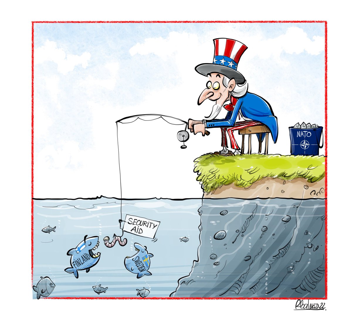 America's bait to the #NATO members #cartoon #Finland #Sweden, image size:1200x1128