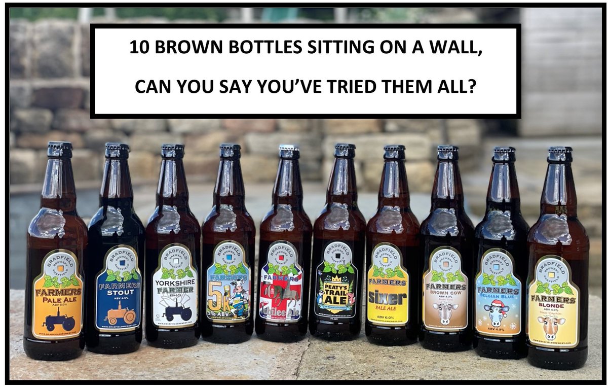 BradfieldBrew's tweet photo. Now with 10 great ales to choose from in our bottled range, how will you choose yours??? π»
#bottledales #farmersales #localales https://t.co/DklUFmi0pX