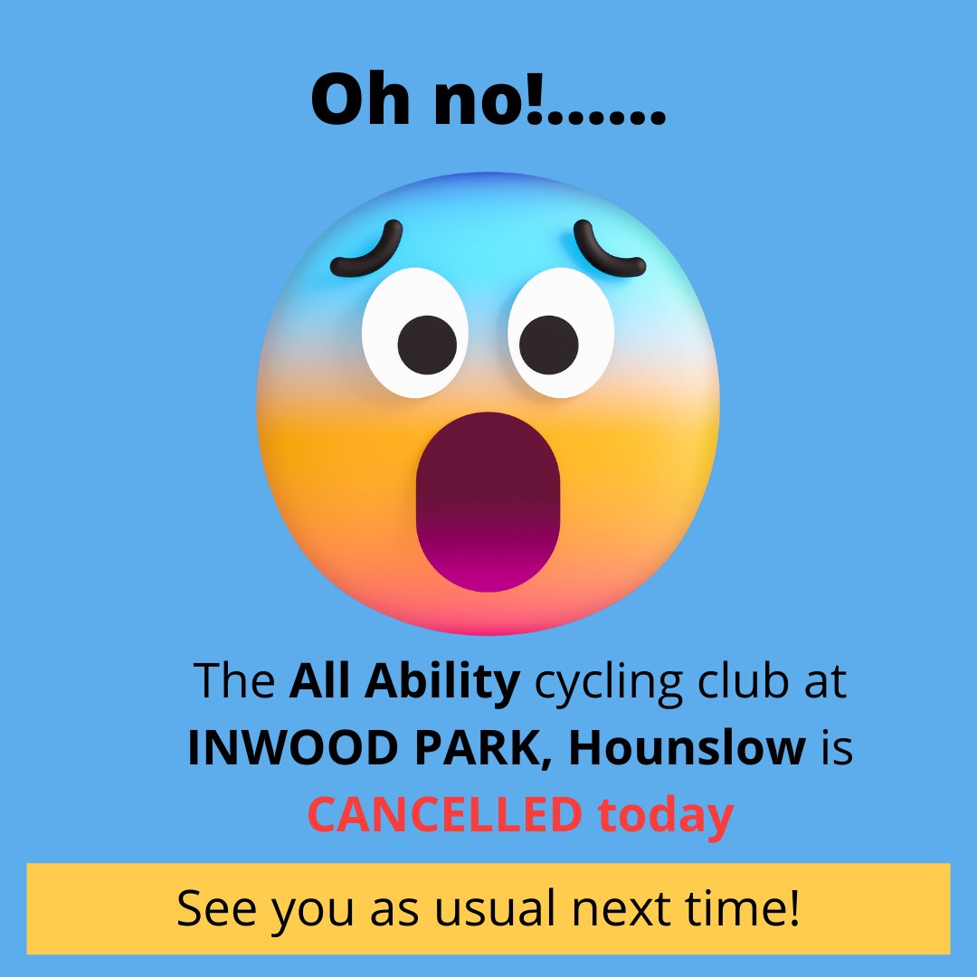 Bikeworksuk's tweet image. Inwood Park, Hounslow All Ability Club is CANCELLED today due to staff shortage. 😭

Apologies and look forwards to see you next week at 1030. 👍

Usual club timetable is here: bikeworks.org.uk/all-ability/al…

#allability
@TNLComFund