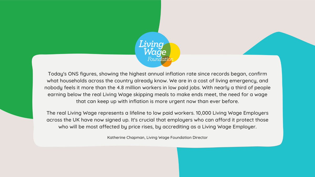 We are in a #costofliving emergency, and nobody knows it like the 4.8 million workers in low paid jobs. Now more than ever, workers need a real #LivingWage.

Here's what our Director, Katherine Chapman, said following today's news from the ONS that #inflation has hit 9%.