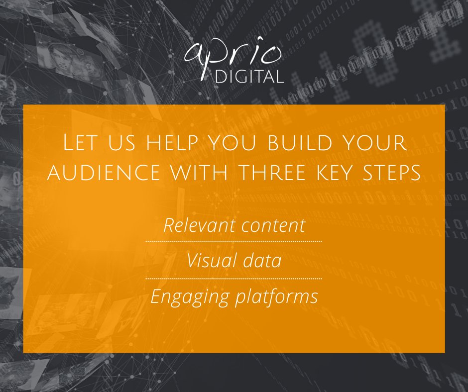 Aprio_Group's tweet photo. At Aprio Digital, we can help you build your audience using three powerful steps

Speak to us today if your company or brand needs help in building up your audience. 

Visit https://t.co/8PmHfSAyq1  or email us at info@aprio.co.za for more information. https://t.co/MxHaCnscG7