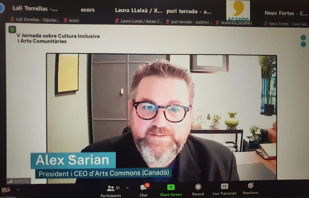 Hem començat la V Jornada de Cultura Inclusiva i Arts Comunitàries amb una xerrada d'@alexsarian, CEO of @yycARTS, que ens ha recordat que la cultura té una responsabilitat per fer possible una inclusió real de tots els coL·lectius.
#ArtsInclusives #SomImpuls #SomICEC