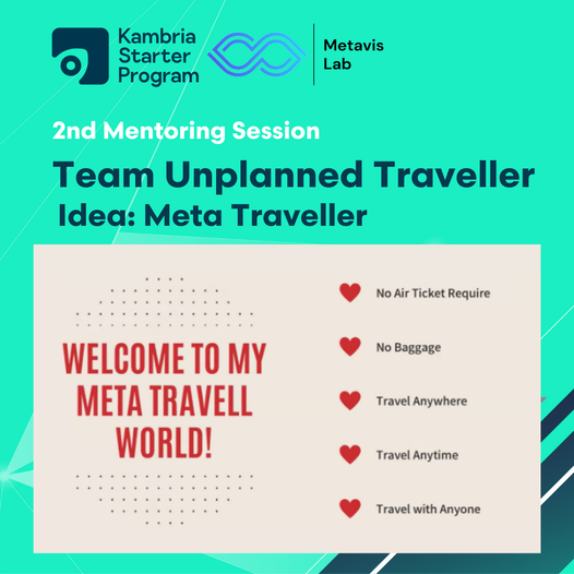 KambriaNetwork's tweet photo. ๐Kambria Starter Program I - 2nd Mentoring Session Recap
โจHighlights discussion between Unplanned Traveller Team and our Judge-cum-Mentors in the 2nd mentoring session , please see details at this link: https://t.co/MDK6qZaaXO
#Blockchain #Starterprogram #solutionseekers https://t.co/B9uKAlh2j0