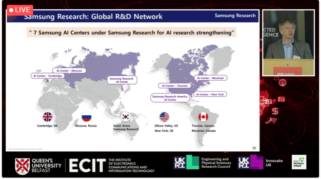 QUBMomentum10's tweet photo. Our Secure Connected Intelligence Summit continues this morning with Wireless content led by our @CWI_QUB. First up is AI's Role in Future Networks, with Dr Howard Benn, VP Communications Research, @Samsung R&amp;D Institute #SECOIN22 https://t.co/vYRg8R9kt4