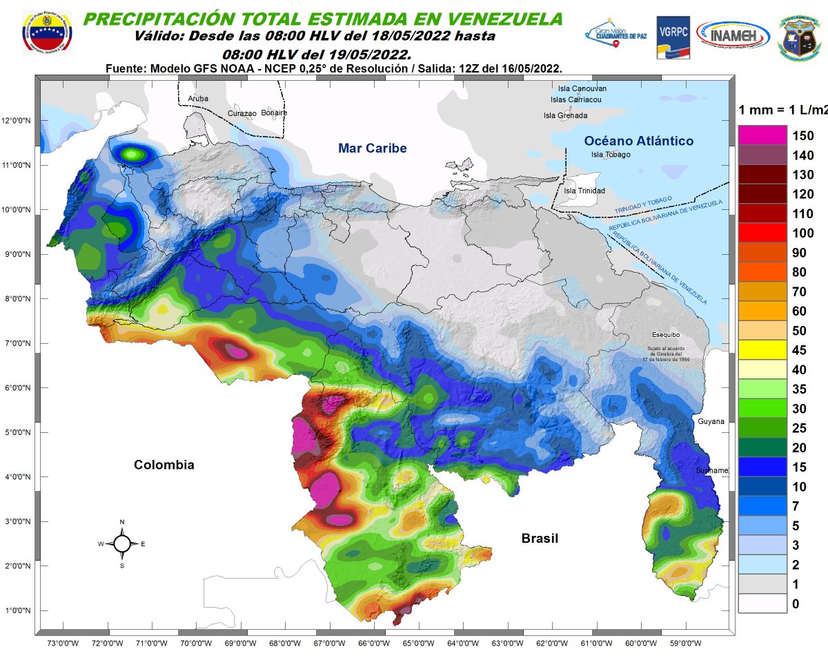 INAMEH's tweet photo. #18May #INAMEHInforma Precipitaciones Totales Estimadas #FelizMiercoles https://t.co/4Mh8vvDj3W