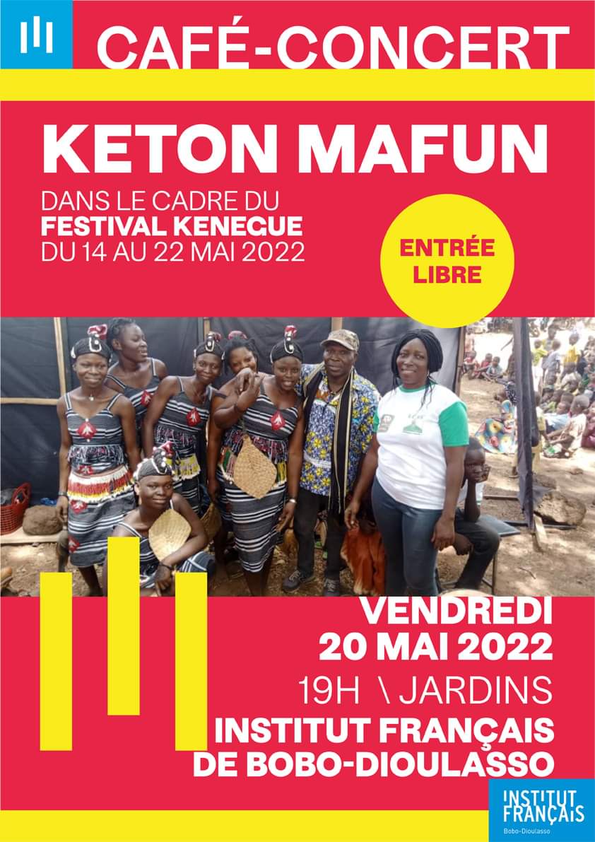 🎶 L'IF accueille un Café-#concert avec KETON MAFUN dans le cadre du Festival Kenegue ! La troupe de danse traditionnelle KETON MAFUN vient des confins de Toussiana, près des falaises de Mapoua et exécute des pas sur les rythmes des balafons. 

➡️ Vendredi 20 mai à 19H (gratuit)
