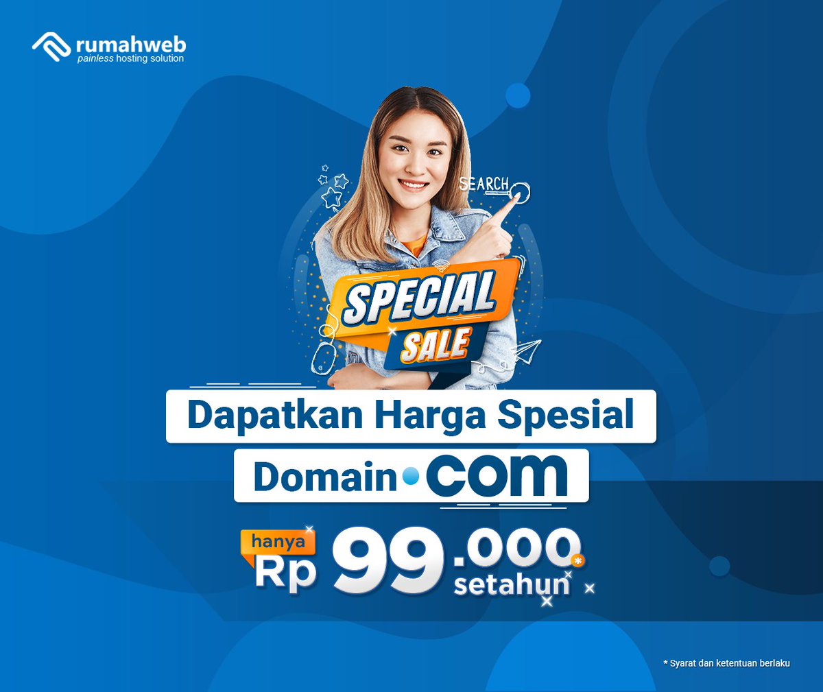 rumahwebtweet's tweet photo. Domain .COM hanya 99 ribu setahun.
#Flashsale #FlashsaleDomain #DomainCOM #DomainIndonesia #DomainMurah #DomainRumahweb https://t.co/I3b7pwvrwN