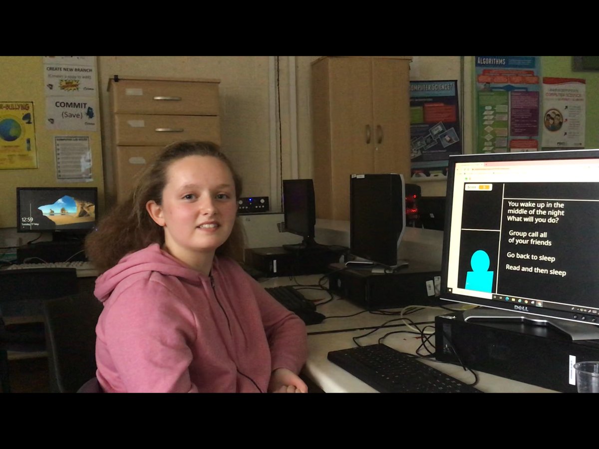 CodingDeptSTJ's tweet image. Our 1st year coding student Lily will compete in the Scratch National final competition today 🤩 Lily created a wonderful story telling game which is really fun!💻🤞@scratch_ie @stjosephsrush @TechWeekIRL
