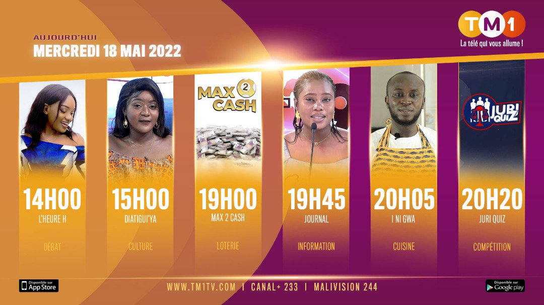 À voir sur #TM1 ce mercredi 18 mai 2022.
Excellente journée en compagnie des programmes de votre télé préférée.
#latelequivousallume