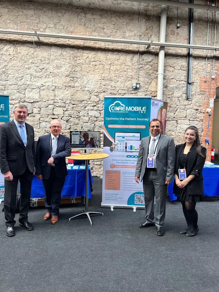 CoreMobileInc's tweet photo. Future Health Summit 2022 has just kicked off in Dublin, Ireland and the Core Mobile team is excited to be here to showcase its digital health solutions and learn from other healthcare industry leaders!

#FHSummit2022 #FutureHealthSummit https://t.co/cVN7FAuOPb