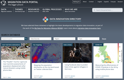UNMigrationData's tweet image. How are technology and new data sources used to support migration management and policy?

Visit the Data Innovation Directory on the #MigrationDataPortal to learn more: migrationdataportal.org/data-innovation
#Migration2022