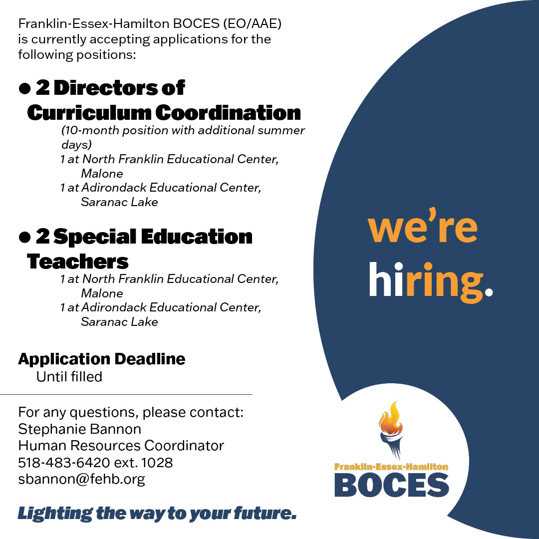 Qualifications, job description and application can be found online at fehb.org/employmentoppo…

#cirriculumdirector #edjobs #educationjobs #edcareers #educationcareers #schoolcareers #nowhiring