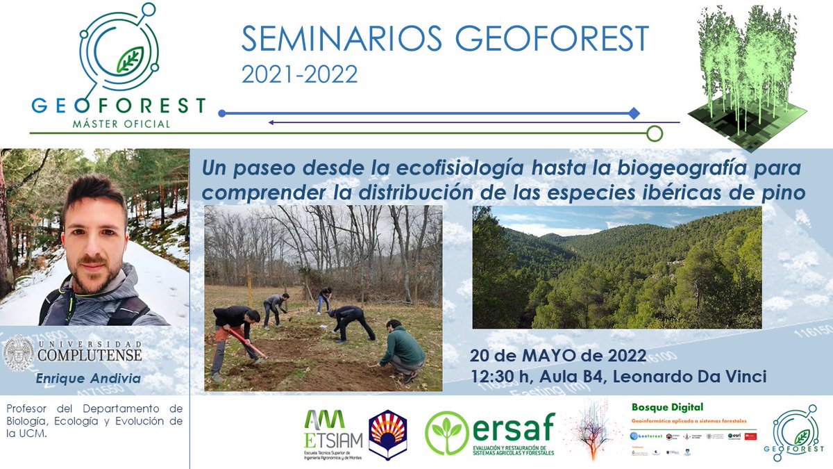 Ing. Forestal UCO (@ingforestaluco) on Twitter photo 🔖Este viernes tenemos un interesante seminario sobre ecología y distribución espacial de especies de Pinus spp. en la Península, por el profesor de la <a href="/unicomplutense/">Complutense</a> <a href="/KikeAndivia/">Enrique Andivia</a>.
👉El seminario tendrá lugar en el Aula B4 del Ed. Leonardo Da Vinci, C.U. Rabanales, a las 12:30 🔖Este viernes tenemos un interesante seminario sobre ecología y distribución espacial de especies de Pinus spp. en la Península, por el profesor de la <a href="/unicomplutense/">Complutense</a> <a href="/KikeAndivia/">Enrique Andivia</a>.
👉El seminario tendrá lugar en el Aula B4 del Ed. Leonardo Da Vinci, C.U. Rabanales, a las 12:30