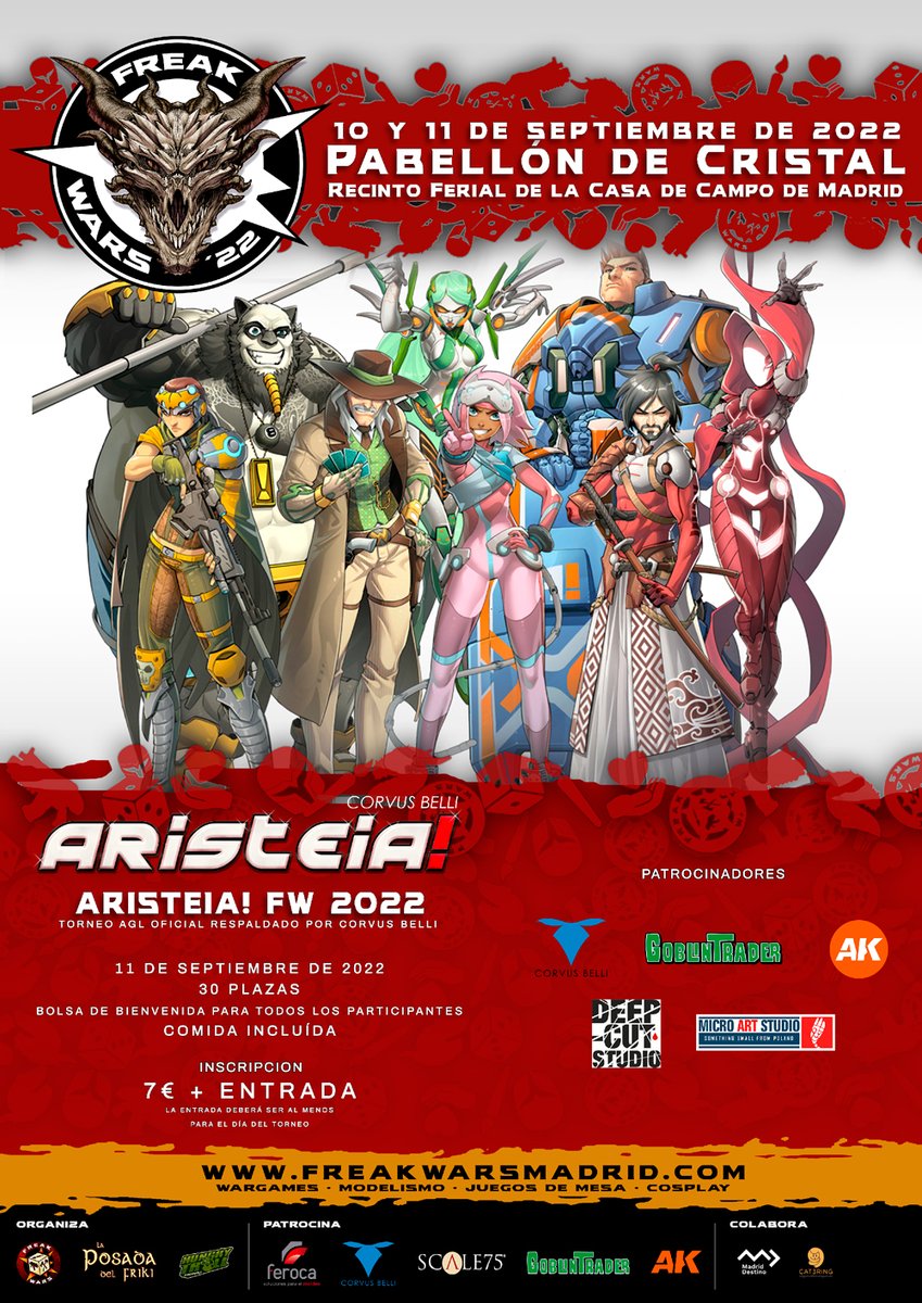 III TORNEO DE ARISTEIA! realizado en el marco de <a href="/freakwarsmadrid/">Freak Wars</a> 

En la siguiente página podrás encontrar todas la información específica y general del torneo. 

freakwarsmadrid.com/actividades/to…