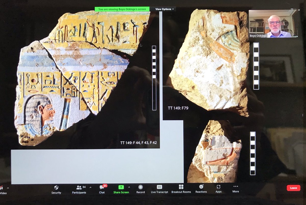 KS_Archaeology's tweet photo. Masterful #2022NAW lecture by A/Prof Boyo Ockinga on data from Theban Tomb 149 #Egypt revealing  the identity of tomb owner Amenmose (served Rameses IV c 1150 BC) from fragmented material 

⁦@archaeologyweek⁩ ⁦@mq_dha⁩ ⁦@RKP_Industries⁩ ⁦@SusanLupack⁩ https://t.co/O4jVqZY1mg