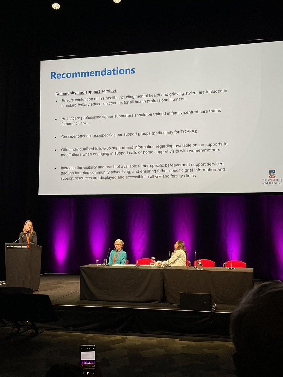 “We need support too” <a href="/KateObst/">Dr Kate Obst</a> sharing the experience of bereaved fathers and the importance of ensuring that they feel supported! <a href="/mypsanz/">PSANZ</a> #PSANZ2022 👏🏽