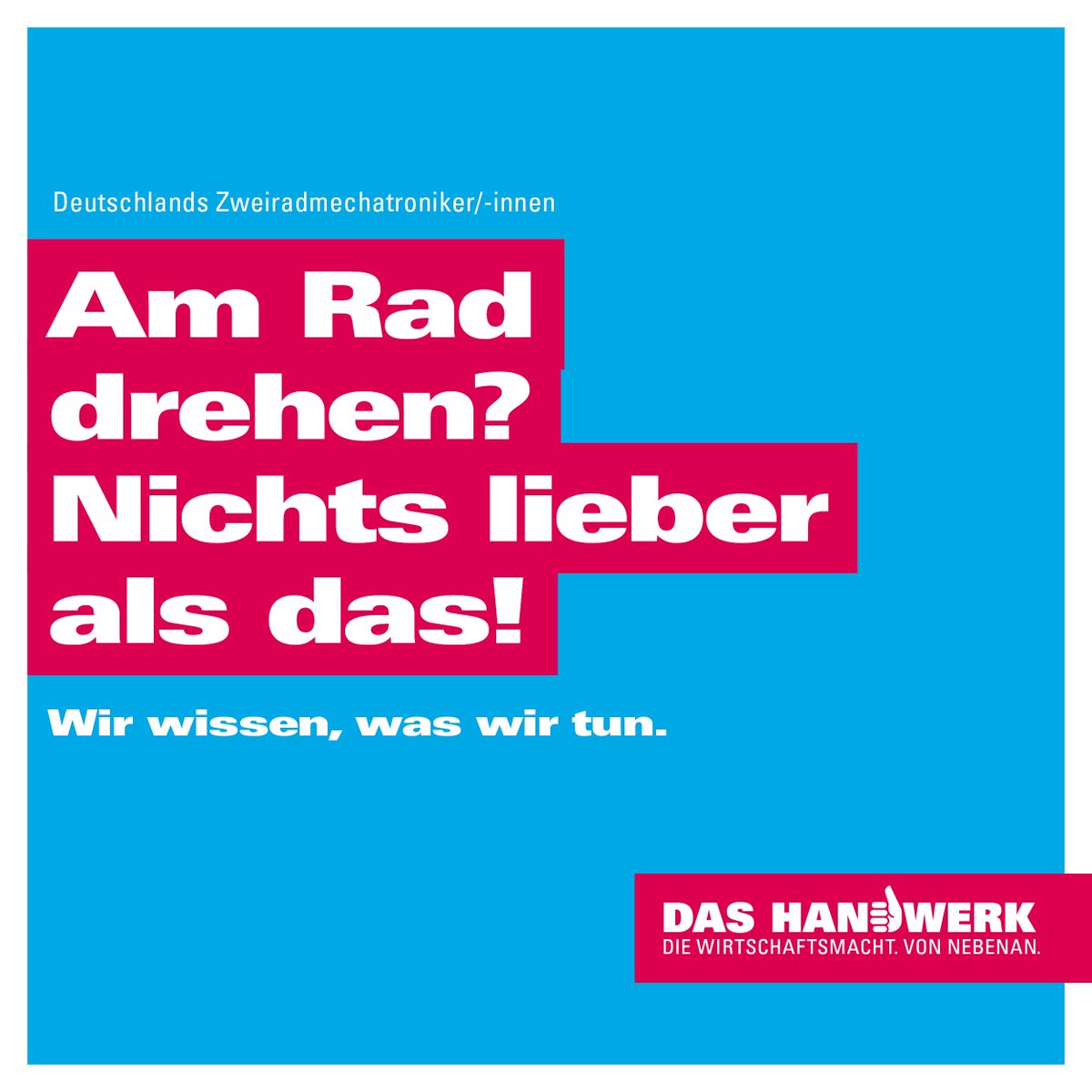 Als Zweiradmechatroniker/-in drehst du im wahrsten Sinne am Rad 😜, denn du fertigst, reparierst und wartest alle Drahtesel. 
Mehr über die Ausbildung als Zweiradmechatroniker/-in erfährst du auf handwerk.de .
#ZeitzumUmdenken #EUGreenWeek #verkehrswende #mobilität