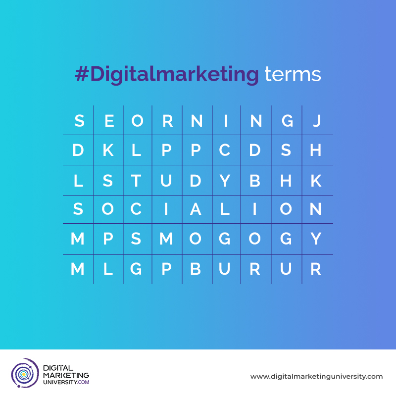 DMUSupport's tweet photo. #eyetest Can you figure out the number of times you are able to search terms related to Digital Marketing?

Comment your answer below. 

#DMU #growwithDMU  #funpuzzle #digitalmarketingpuzzle #digitalmarketingterms https://t.co/NFv5nlVaTF