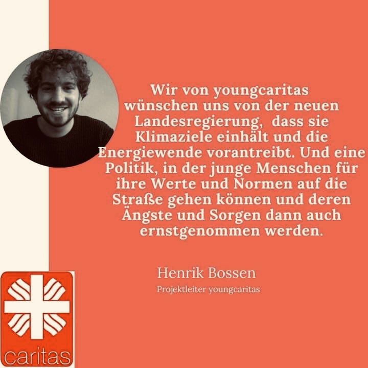 Auch die #junge Bewegung der #Caritas <a href="/youngcaritasD/">youngcaritas Deutschland</a> hat konkrete Erwartungen an die Verhandler*innen der neuen Landesregierung in #SchleswigHolstein. <a href="/DGuenther_CDUSH/">Daniel Günther</a> <a href="/MonikaHeinold/">Monika Heinold</a> <a href="/Heiner_Garg/">Heiner Garg</a> @aminajxx <a href="/L_Petersdotter/">Lasse Petersdotter</a> @ParlaNet #CaritasImNorden