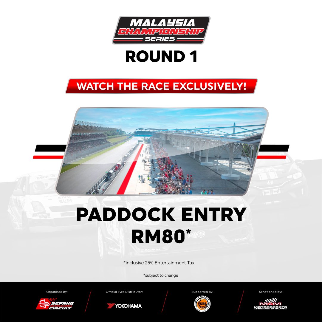 sepangcircuit's tweet image. Mark your calendar for MCS Round 1 this weekend 🏁 #MCS2022

Come down and witness the battle from the Main Grandstand/Paddock or watch the race live on our Facebook page 🔥

Swipe left for more info ⬅️

#FullGas #FullThrottle